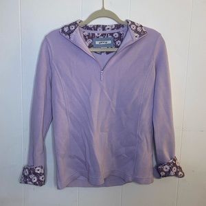 Collared Lavender/Purple Orvis Long Sleeve Shirt With Floral Details